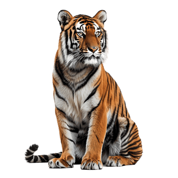 Tiger sitting on isolated transparent background png