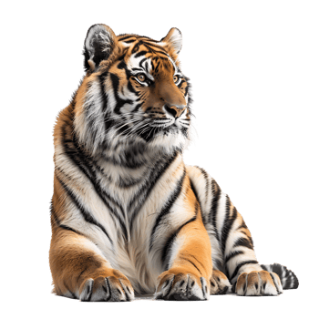 Tiger sitting on isolated transparent background png