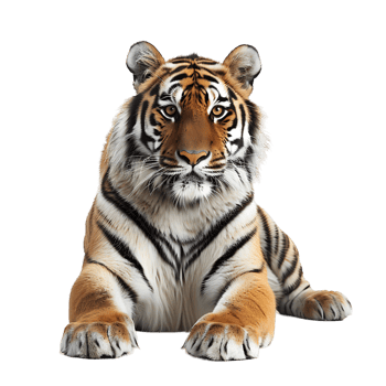 Tiger sitting on isolated transparent background png