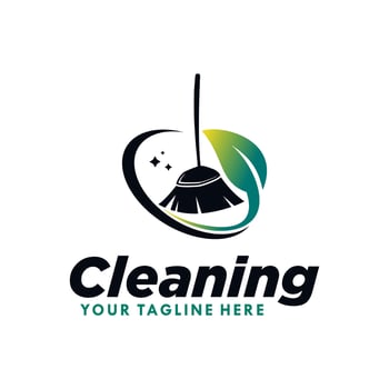 Broom cleaning service logo design vector