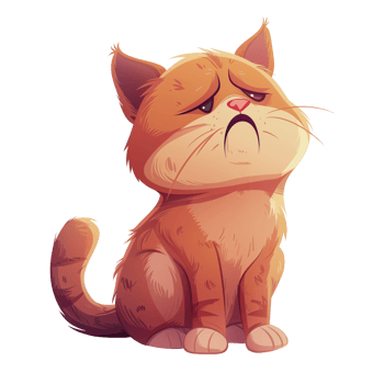 Cartoon illustration of moody cat png