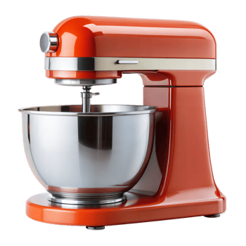 Modern orange stand mixer on a transparent background png