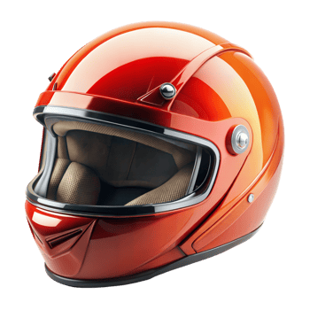 Red motorcycle helmet with modern design isolated on transparent png