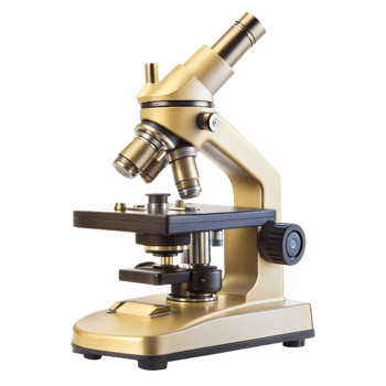 Professional gold microscope on isolated background in lab png