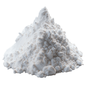 Close-up of a textured pile of white powder on a transparent background png