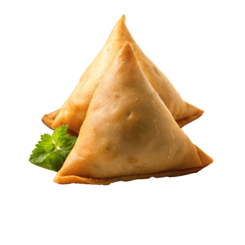 Crispy golden samosas on a transparent background png