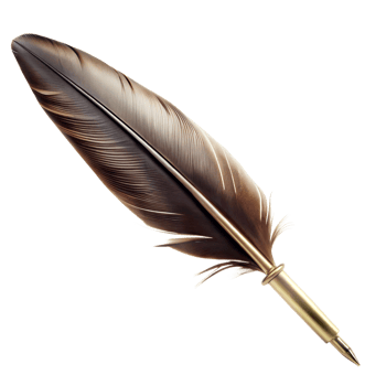 Antique feather quill pen with modern nib on transparent background png