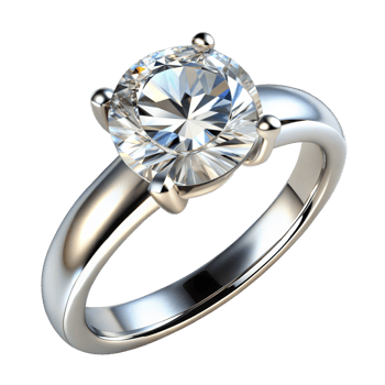 Elegant white gold ring with round cut diamond png