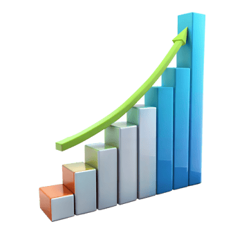 Bar chart showing green arrow ascending png