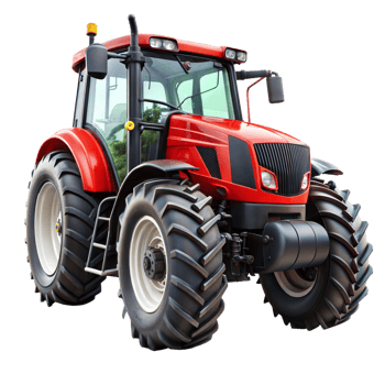 Modern red tractor isolated on transparent background png