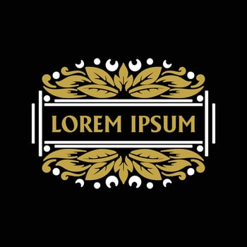 Golden Royal Border Leaf Frame with Art Deco Ornaments vector