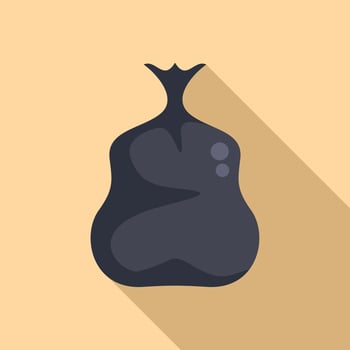 Used full bag of trash icon flat . Eco full sack vector