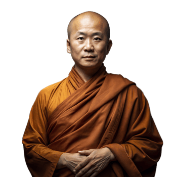Portrait of a serene Buddhist monk in traditional robes png