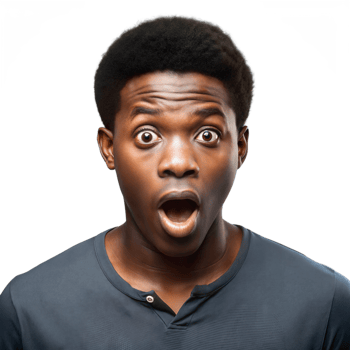 Shocked young man with wide eyes on a clear background png