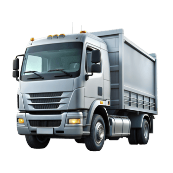 Modern silver delivery truck isolated on a transparent background png