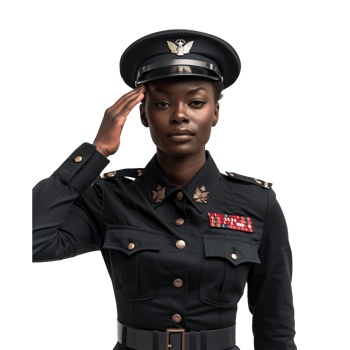 Confident military officer saluting in uniform on transparent background png