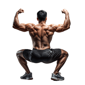 Muscular man showing off strength in athletic pose png