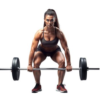 Female athlete lifting heavy weights in a gym setting png