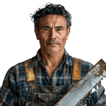 Mature carpenter with tool on transparent background png