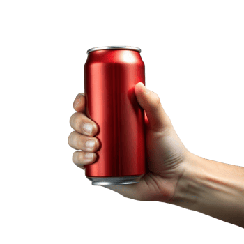 Hand holding a red soda can isolated on transparent background png