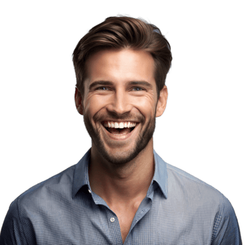 Handsome man smiling with a trendy beard and hairstyle png