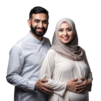 Smiling couple embracing warmly on a transparent background png