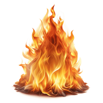 Vibrant realistic fire flames on transparent background png