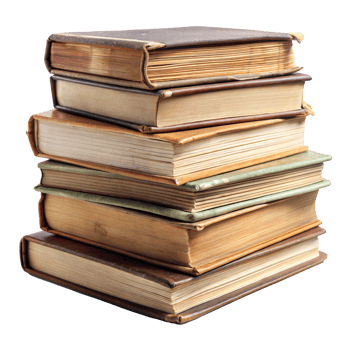 Antique books stacked on each other in a neat pile png