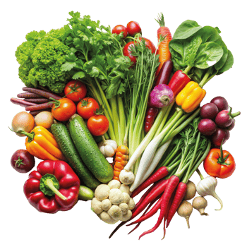 Colorful array of fresh organic vegetables on a display png
