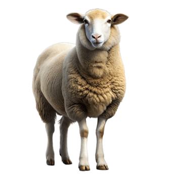 Close-up of a healthy sheep on a clear background png
