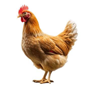 Isolated golden brown hen standing on a clear background png