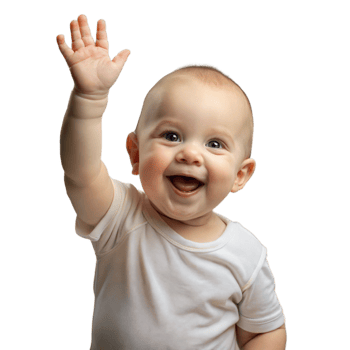 Happy baby waving hand with joy and excitement png
