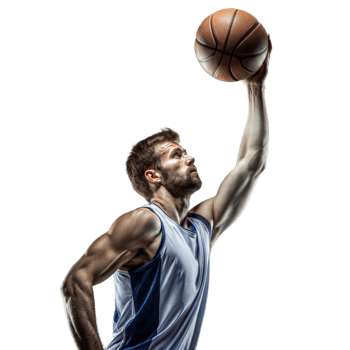 Athletic man in action shooting basketball on clear background png