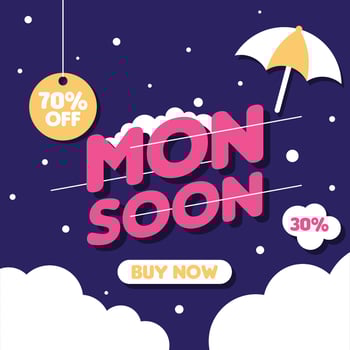 Monsoon sale banner illustration background vector