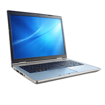 An open laptop computer is placed on top of a transparent surface png