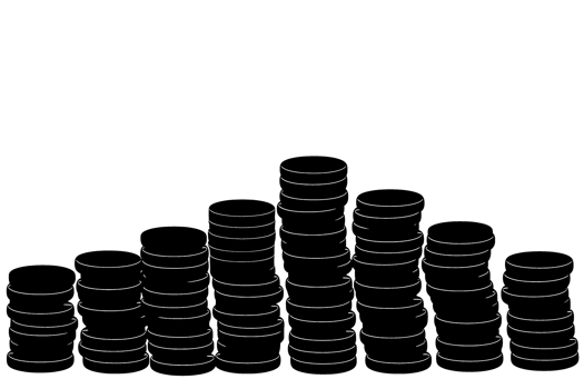 Silhouette outline of stacks of coins AI generativ png
