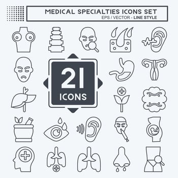 Icon Set Medical Specialties. related to Healthy symbol. line style. simple design illustration vector