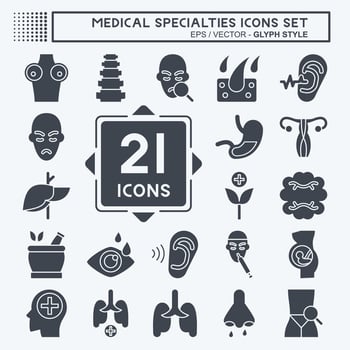 Icon Set Medical Specialties. related to Healthy symbol. glyph style. simple design illustration vector