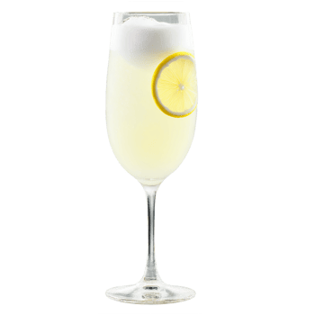 Gin Fizz glass tall and slender brimming with a frothy pale lemon gin cocktail topped png