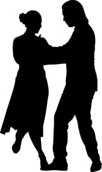 Silhouette roamntic couple dance on the white background vector