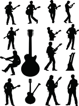 Set of silhouettes of musicians on a white background. illustration vector