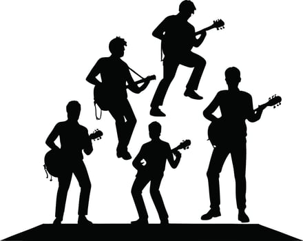 Set of silhouettes of musicians on a white background. illustration vector