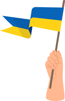 Hand with yellow-blue Ukrainian flag png
