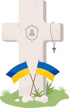 Grave cross with Ukrainian flags png