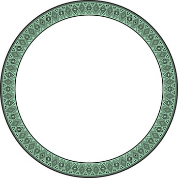 round Indian patterns. National circle ornaments, borders, frames. green decorations of the peoples of South America, Maya, Inca, Aztecs. Print for fabric, paper, textile. vector