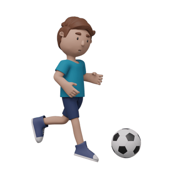 A boy in a blue shirt is kicking a soccer ball png