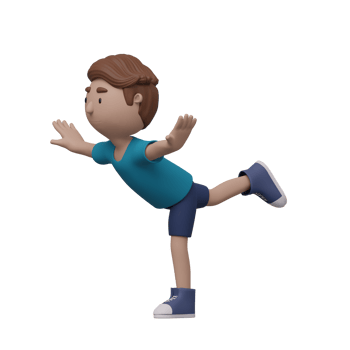A cartoon boy is doing a yoga pose. 3d render png