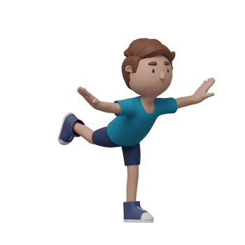 A cartoon boy is doing a yoga pose. 3d render png