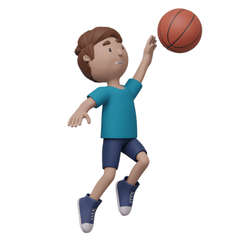 A cartoon boy is playing basketball with a ball png