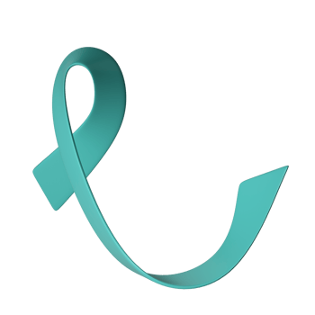 3d teal ribbon icon illustration. Awareness for cervical Ovarian Cancer, Polycystic Ovary Syndrome, Post Traumatic Stress Disorder, Obsessive Compulsive Disorder png